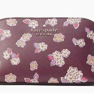 Kate Spade Purple Cosmetic Bag with Floral Print